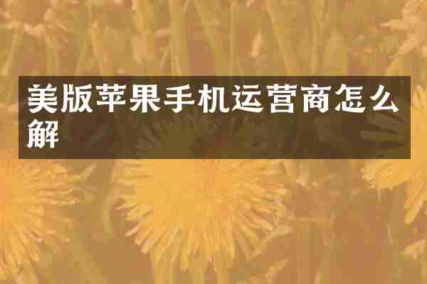 美版苹果手机运营商怎么解