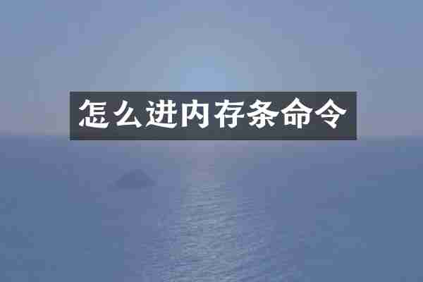 怎么进内存条命令