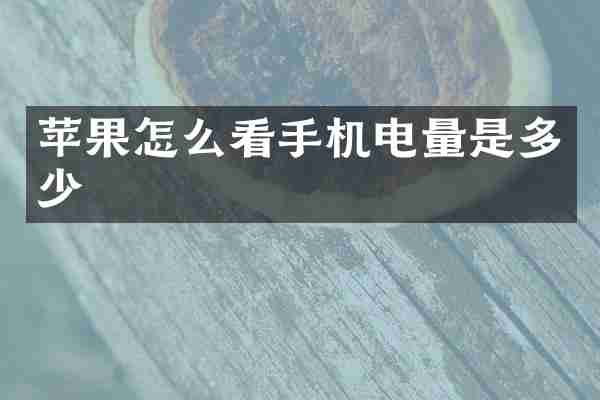 苹果怎么看手机电量是多少