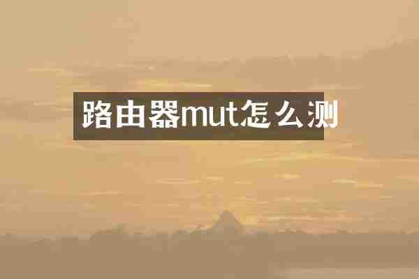 路由器mut怎么测