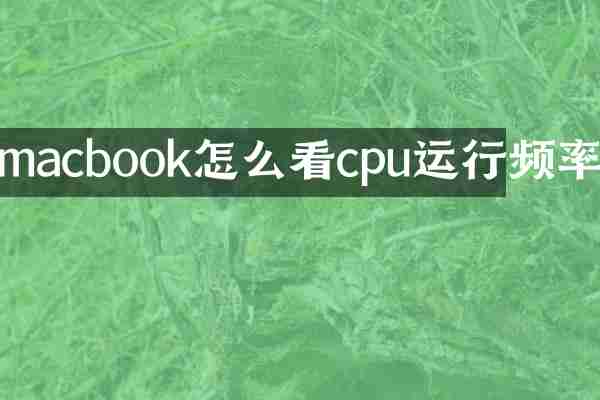 macbook怎么看cpu运行频率