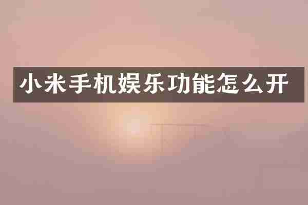 小米手机娱乐功能怎么开