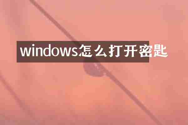 windows怎么打开密匙