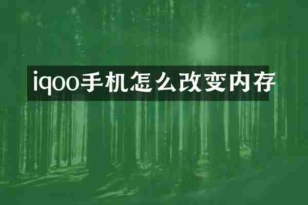iqoo手机怎么改变内存