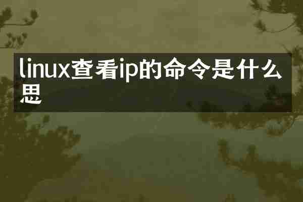 linux查看ip的命令是什么意思