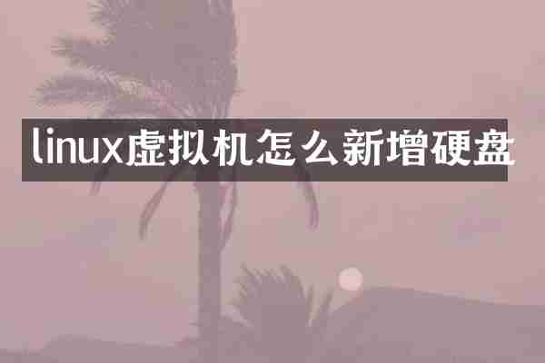 linux虚拟机怎么新增硬盘