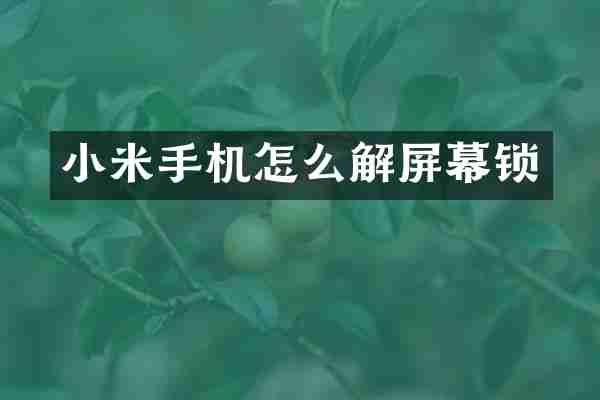 小米手机怎么解屏幕锁