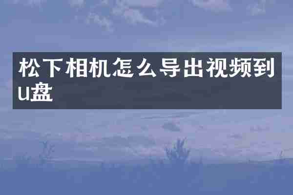 松下相机怎么导出视频到u盘