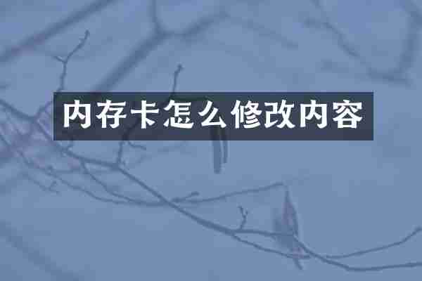 内存卡怎么修改内容