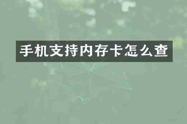 手机支持内存卡怎么查