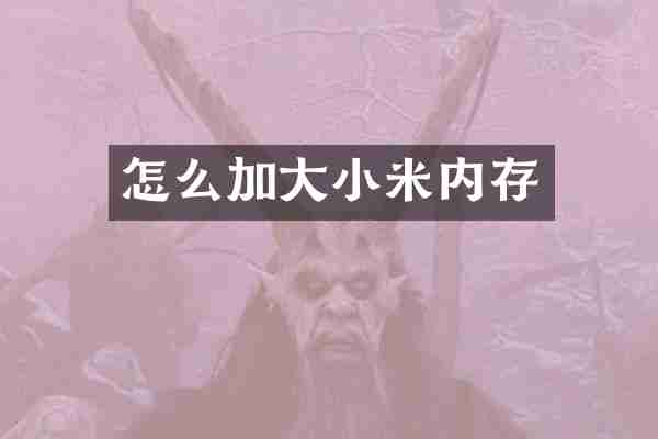 怎么加大小米内存