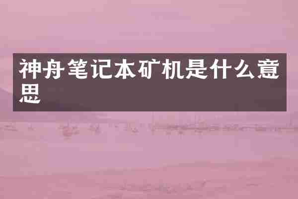 神舟笔记本矿机是什么意思