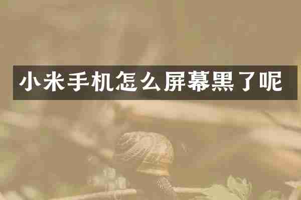 小米手机怎么屏幕黑了呢