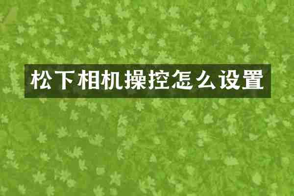 松下相机操控怎么设置
