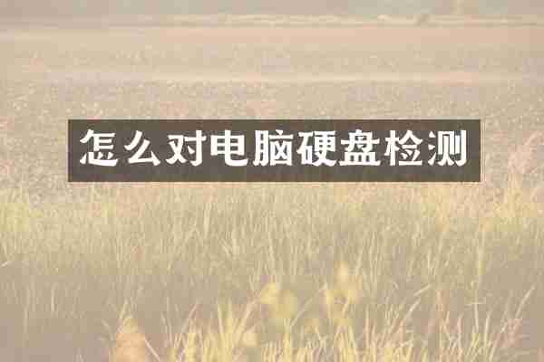 怎么对电脑硬盘检测