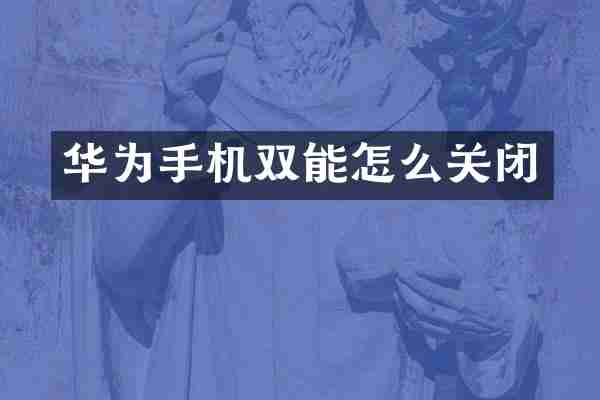 华为手机双能怎么关闭