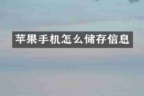 苹果手机怎么储存信息