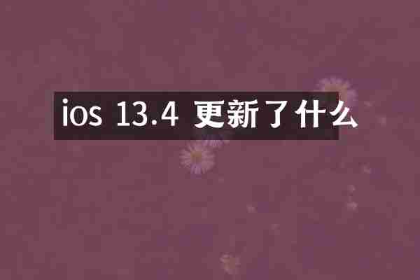 ios 13.4 更新了什么