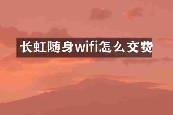 长虹随身wifi怎么交费