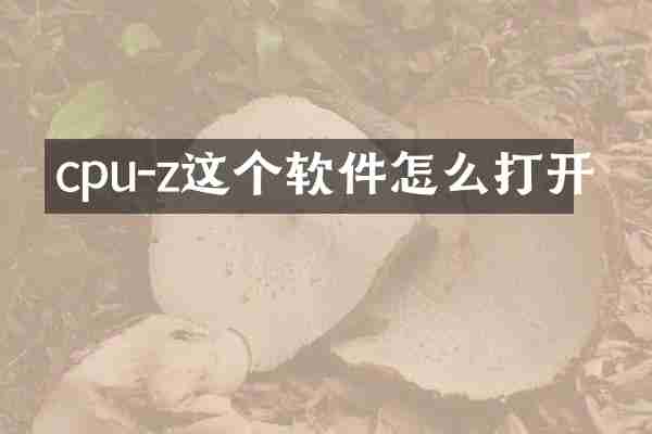 cpu-z这个软件怎么打开
