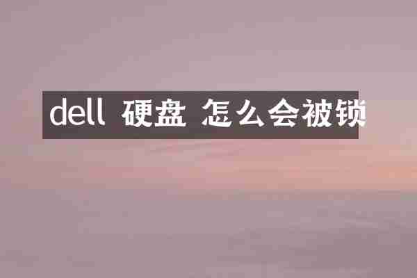 dell 硬盘 怎么会被锁
