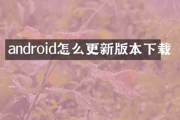android怎么更新版本下载