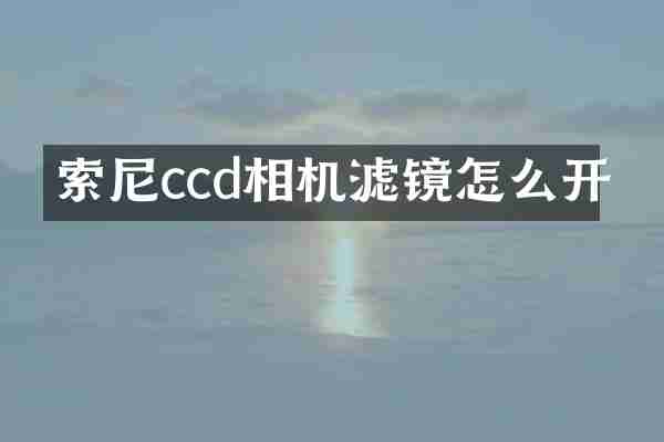 索尼ccd相机滤镜怎么开