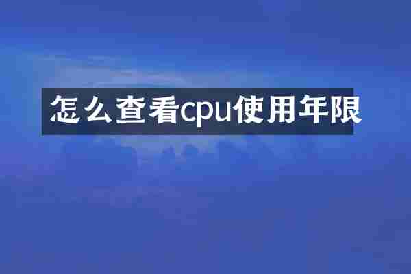 怎么查看cpu使用年限