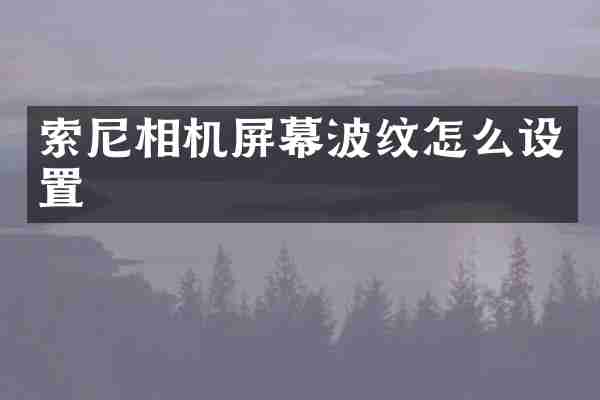 索尼相机屏幕波纹怎么设置