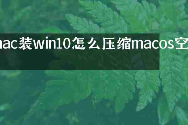 mac装win10怎么压缩macos空间