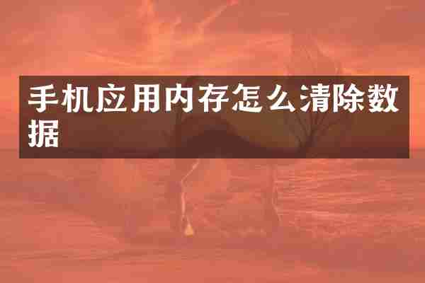手机应用内存怎么清除数据