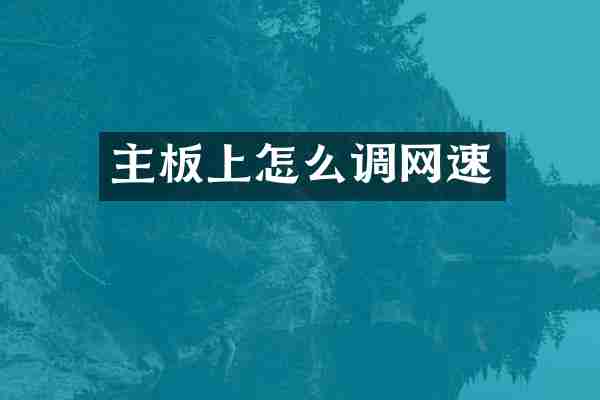 主板上怎么调网速