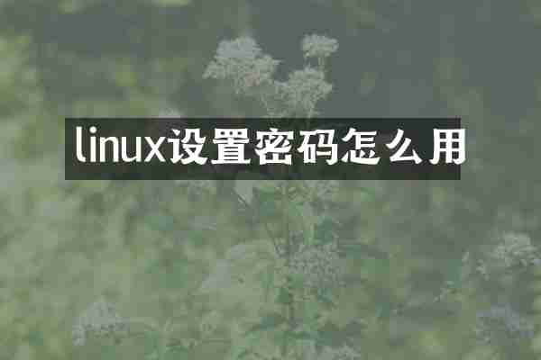 linux设置密码怎么用