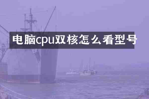 电脑cpu双核怎么看型号