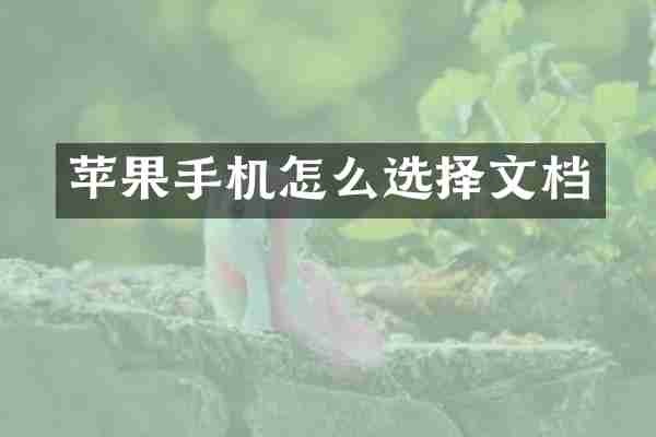 苹果手机怎么选择文档