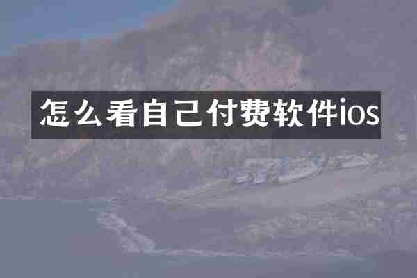 怎么看自己付费软件ios