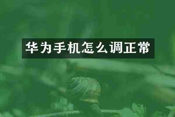 华为手机怎么调正常