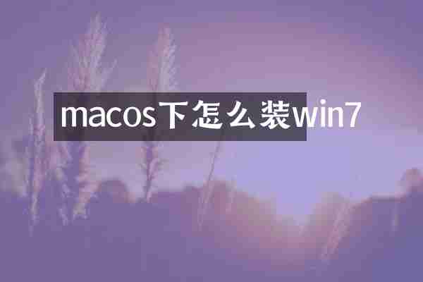 macos下怎么装win7
