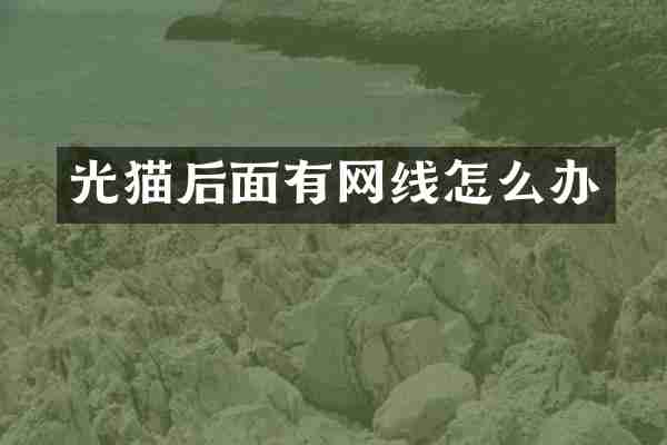 光猫后面有网线怎么办