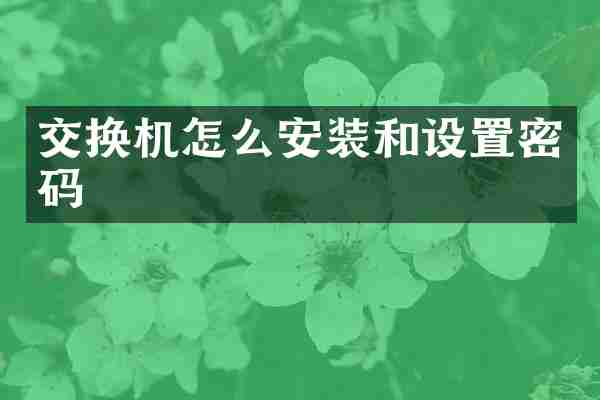 交换机怎么安装和设置密码