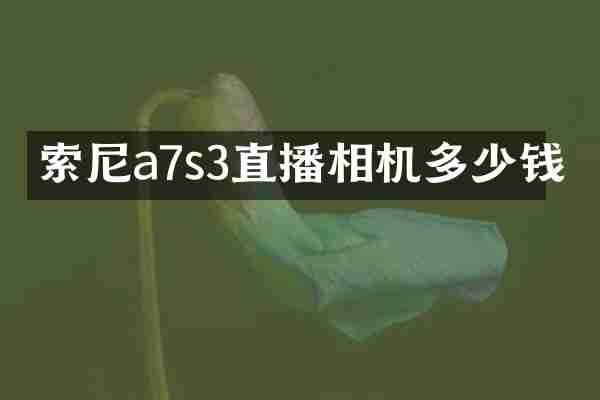 索尼a7s3直播相机多少钱