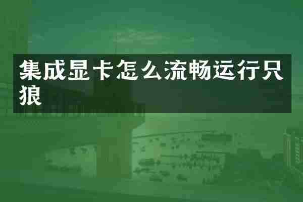 集成显卡怎么流畅运行只狼