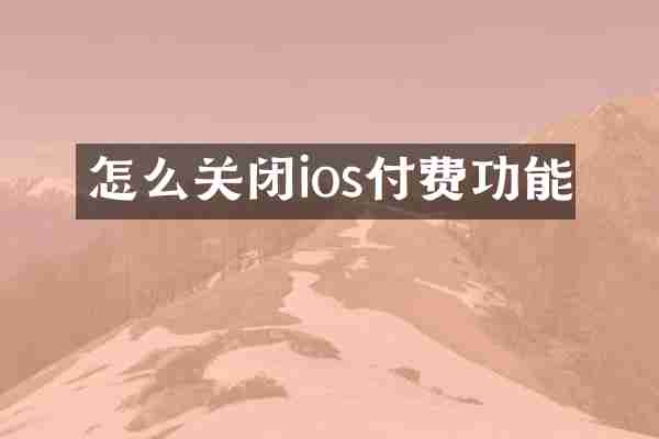 怎么关闭ios付费功能
