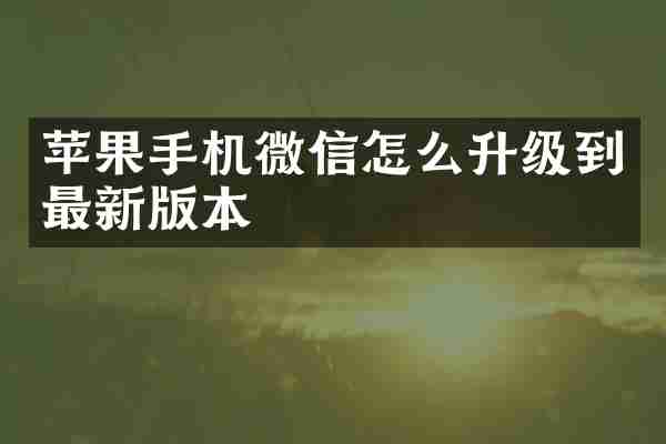 苹果手机微信怎么升级到最新版本