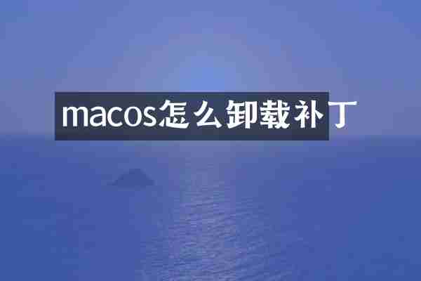 macos怎么卸载补丁