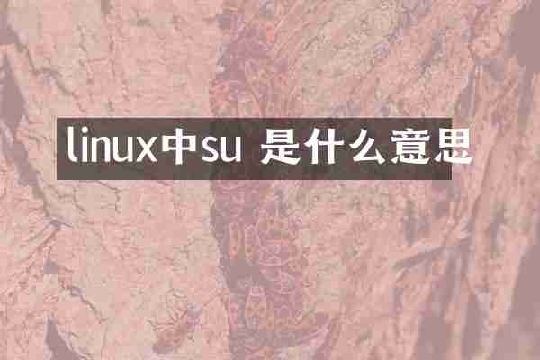 linux中su 是什么意思