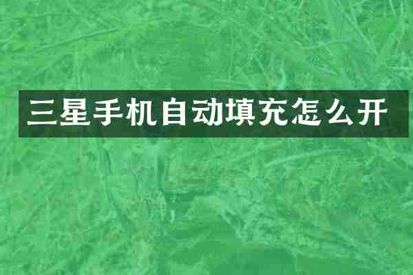三星手机自动填充怎么开