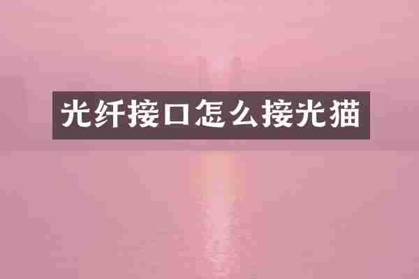 光纤接口怎么接光猫