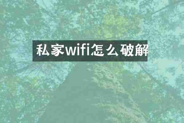 私家wifi怎么破解