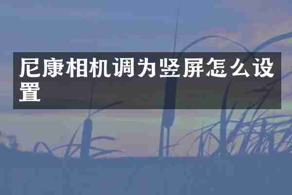 尼康相机调为竖屏怎么设置